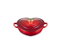 Le Creuset Cocotte tradicional de hierro fundido esmaltado, 1.25 cuartos de galón, perilla de corazón dorado claro cereza