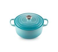 Le Creuset Colección Signature Hierro Fundido Cacerola Redonda, Azul (Caribe), 26 cm
