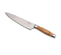 Le Creuset Cuchillo del chef, 20 cm, Hoja de acero damasco 18 y 8 con borde recto, Mango de madera de olivo, Inoxidable, Madera y Inox, 98000320000200
