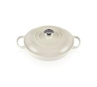 Le Creuset Evolution Cacerola baja de hierro fundido, Redonda, Pomo de acero inoxidable, Ø 26 cm, Beige Merengue,21180267164430