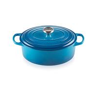 LE CREUSET Evolution Cocotte con Tapa, Ovalada, Todas Las Fuentes de Calor Incl. inducción, 3,2 l, Hierro Fundido, Azul(Marseille), 25 cm