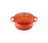 Le Creuset Evolution Cocotte con Tapa, Redonda, Todas Las Fuentes de Calor Incl. inducción, 2,4 l, Hierro Fundido, Naranja(Volcánico), 20 cm