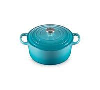 Le Creuset Evolution Cocotte con Tapa, Redonda, Todas Las Fuentes de Calor Incl. inducción, 3,3 l, Hierro Fundido, Azul(Caribe), 22 cm