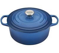 LE CREUSET Evolution Cocotte con Tapa, Redonda, Todas Las Fuentes de Calor Incl. inducción, 5,3 l, Hierro Fundido, Azul(Marseille), 26 cm