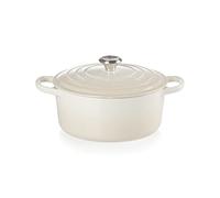 Le Creuset Evolution Cocotte de hierro fundido con tapa, Redonda, Pomo de acero inoxidable, ⌀ 22 cm, 3,3 L, Beige Merengue,21177227164430