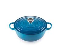 LE CREUSET Evolution La Marmite Cacerola con Tapa, Redonda, Todas Las Fuentes de Calor Incl. inducción, 4,1 l, Hierro Fundido, Azul(Marseille), 26 cm