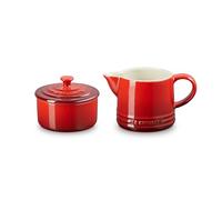 Le Creuset Gres Signature - Juego de crema y azúcar, color cereza
