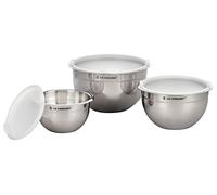LE CREUSET Juego de 3 cuencos para mezclar de acero inoxidable con tapa, 419010000010000