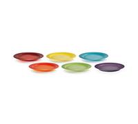 LE CREUSET Juego de 6 platos con reborde de gres, 22 cm, Arcoíris