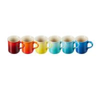 LE CREUSET Juego de 6 tazas grandes de cappuccino de gres, 400 ml, arcoíris, 79296408429030