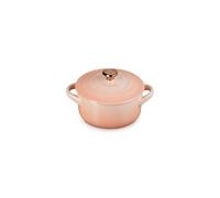 Le Creuset Mini cocotte redondo de gres, 8 onzas, Peche con perilla de corazón dorado