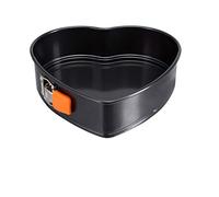 Le Creuset Molde antiadherente desmontable, corazón, 24.8 x 23.8 x 6.9 cm, resistente a ácidos, revestimiento de acero al carbono, Gris y Naranja, 94103326001100