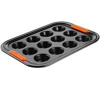 Le Creuset Bandeja antiadherente de acero al carbono para 12 magdalenas, negra, 30 x 40 x 3,78 cm, 941001400