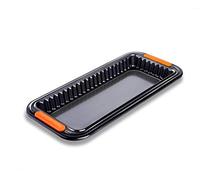 Le Creuset Molde tarta con base extraíble, rectangular, 33 x 13 x 3 cm, resistente a ácidos, revestimiento de acero al carbono, Gris y Naranja, 94103229001100