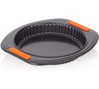Le Creuset Molde tarta con base extraíble, redondo, diametro 28 cm, resistente a ácidos, revestimiento de acero al carbono, Gris y Naranja, 94101900000000, 94101900000000