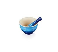 Le Creuset Mortero y pistilo de cerámica de gres, diámetro 11.5 cm, 360 g, 300 ml, Azure, 81209302200003