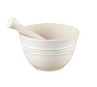Le Creuset Mortero y pistilo de cerámica de gres, diámetro 11.5 cm, 360 g, 300 ml, Meringue, 81209307160003