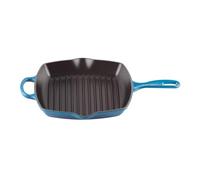 LE CREUSET Parrilla de hierro fundido, Cuadrada, 26 cm, Apto para todas las fuentes de calor, incluso inducción, Azul Marseille