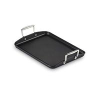 LE CREUSET Parrilla lisa rectangular forjado antiadherente, sin surcos, para todas las fuentes de calor, incluso la inducción, aluminio, Antracita/Plateado, 35 x 25 cm, 52103350010101