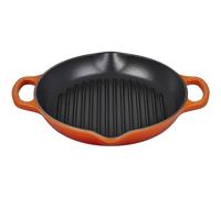 Le Creuset Parrilla redonda alta de hierro fundido esmaltado Signature con asa auxiliar, para todo tipo de placas y hornos, 25 cm, Volcanico, 20208250900422