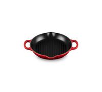 Le Creuset Parrilla redonda alta de hierro fundido esmaltado Signature con asa auxiliar, para todo tipo de placas y hornos, 25 cm, Cereza, 20208250600422