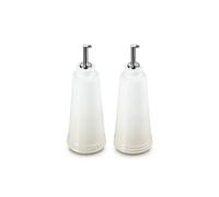 LE CREUSET PG8042-10716 Signature - Juego de aceite y vinagre de gres, 10 onzas cada uno, merengue