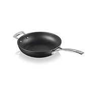 Le Creuset Sartén de aluminio antiadherente con asa y mango, alta, diámetro 26 cm, para todas las fuentes de calor, incluso la inducción, Antracita/Plateado, 51101260010202
