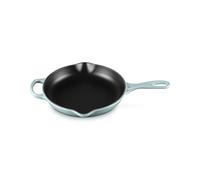 LE CREUSET Sartén de hierro fundido esmaltado Signature con asa auxiliar y dos picos vertedores, 23 cm, Sea Salt