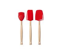 Le Creuset Set de 3 utensilios de cocina, Espátula mediana, Cuchara , Pincel de cocina, Silicona, Cereza, 42830000600007