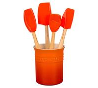 Le Creuset Set de 4 espátulas y bote para espátulas de cerámica de gres, 1.1 L, Volcanico, 91057001090000