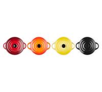 LE CREUSET Set de 4 mini cocottes de cerámica de gres, 250 ml, ⌀ 10 cm, Cereza y volcánico, 79212105129100