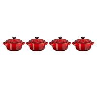 LE CREUSET Set de 4 mini cocottes de cerámica de gres, 250 ml, ⌀ 10 cm, Cereza, 79212100600100