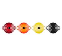 LE CREUSET Set de 4 mini cocottes de cerámica de gres, 250 ml, ⌀ 10 cm, Cereza y volcánico, 79212105129100