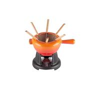 Le Creuset Set de fondue para queso de hierro fundido, Con 2 asas, tapa antisalpicaduras, quemador y 6 tenedores para fondue, Volumen 2 L, Volcanico, 60020000902460