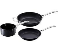 Le Creuset Set de menaje de aluminio antiadherente, 3 piezas, diámetro 16, 24 y 26 cm, para todas las fuentes de calor, incluso la inducción, Antracita/Plateado, 51804000010002