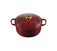 Le Creuset Signature 21177249494441 - Cacerola redonda de hierro fundido esmaltado con tapa, 24 cm, 4,2 L, granate