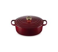 Le Creuset Signature 21178279494441 - Cacerola ovalada de hierro fundido esmaltado con tapa, 27 cm, 4,1 L, granate
