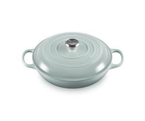 Le Creuset Signature: fuente de horno de hierro fundido esmaltado con tapa, 30 cm, 3,5 litros, Sea Salt