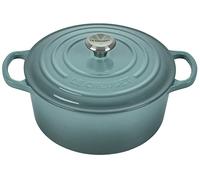 Le Creuset Signature, fuente redonda de hierro fundido esmaltado con tapa, 22 cm, 3,3 litros, Sea Salt
