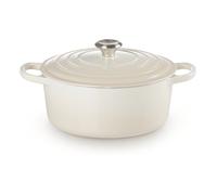 Le Creuset Signature Roaster redondo de hierro fundido esmaltado 26 cm / 5.3 L, color Blanco Meringue, apto para inducción, 30 años de garantía (21177267164430)