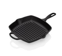 Le Creuset Signature Sartén de hierro fundido esmaltado con mango auxiliar y dos lados para verter, para todos los tipos de fogones y hornos, 26 cm, negro mate, 201832600