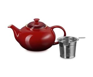 Le Creuset Tetera de gres con colador de acero inoxidable, Cerise