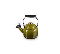 Le Creuset Tetera Demi de acero esmaltado con acabados dorados, 1.25 cuartos de galón, oliva