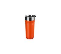 Le Creuset Vaso de viaje, taza, botella de agua, 350 ml, naranja, acero inoxidable, aislado al vacío, retención de calor y frío, boca ancha, fácil de limpiar, fácil de limpiar sobre la marcha