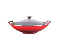 Le Creuset Wok de hierro fundido con tapa de cristal, diámetro 36 cm, 4.5 L, Cereza, 25304360600460