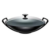 Le Creuset Wok de hierro fundido con tapa de cristal, diámetro 36 cm, 4.5 L, Negro Mate, 25304360000460