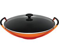 Le Creuset Wok de hierro fundido con tapa de cristal, diámetro 36 cm, 4.5 L, Volcanico, 25304360900460