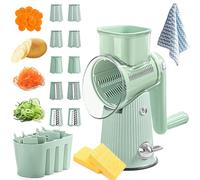 Le D Affaires 5 In 1 Cheese Grater, Le D'affaires Cheese Grater, Le D Affaires 5 in 1 Gourmet Cheese Grater, Rotary Cheese Grater with Handle, 5 In 1 Rotary Cheese Grater Vegetable Slicer (Green)