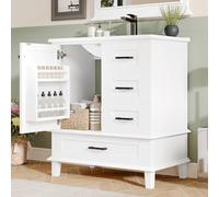le da Bagno con abo Integrato 76x46x83.5 cm Armadietto Laccato Bianco Tre Cassetti Silenziosi Scaffale per Porta abo Ceica per Bagno Moderno.