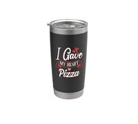 Le di mi corazón a la pizza - Amante de la pizza - Día de San Valentín Vaso térmico de acero inoxidable de doble pared